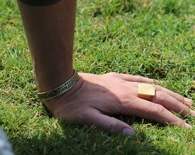 Mens Ring Brass Antique Ring Mens Square Ring Solid Brass Ring for Men