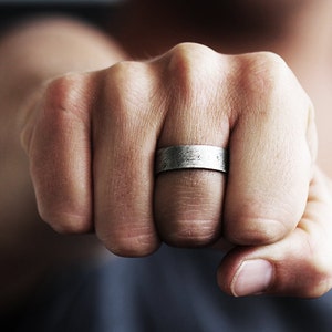 Mens Wedding Band Brushed Silver Personalized Man Ring Jewelry