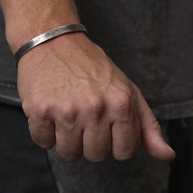 Custom Mens Bracelet Mens Silver Cuff Bracelet Name Cuff Etsy