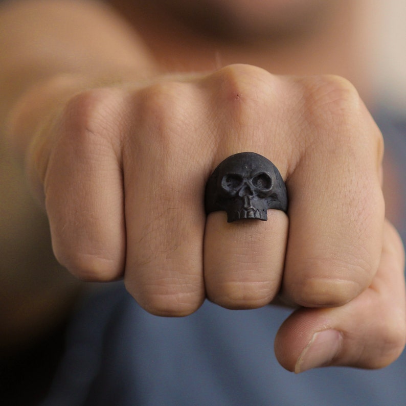 Black Skull Ring Man Jewelry Personalize Mens Rings Etsy