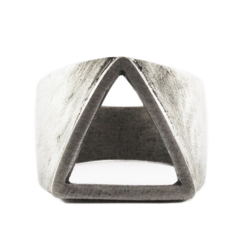 Mens Ring Engraved Silver Triangle Ring Geometric Etsy Australia