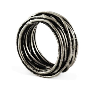 Silver Ring Band Wire Mens Unique Rings Jewelry image 4