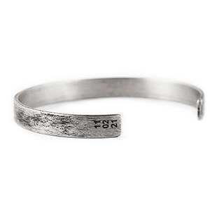 Custom Mens Bracelet with Date Mens Silver Cuff Bracelet Name Cuff Bracelet Custom Engraved Bracelet image 1