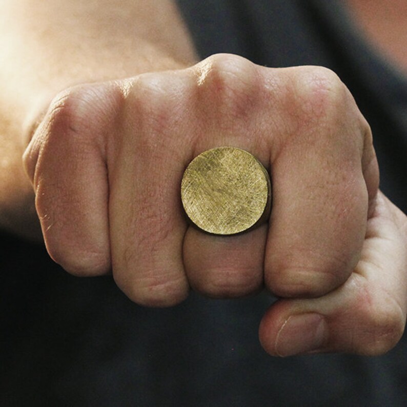 Gold Signet Ring Man Geometric Circle Personalized Rings Mens Jewelry image 3