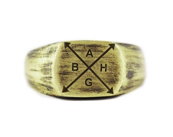 Family Engraved Ring - Personalized Gold Signet Ring - Handmade Jewelry