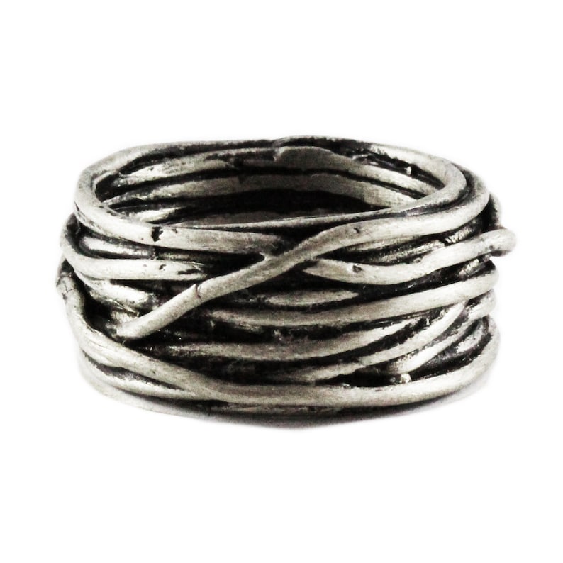 Silver Ring Band Wire Mens Unique Rings Jewelry image 2