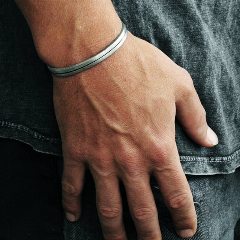 Mens Silver Bracelet Man Silver Jewellery Mens Engraved Etsy Australia