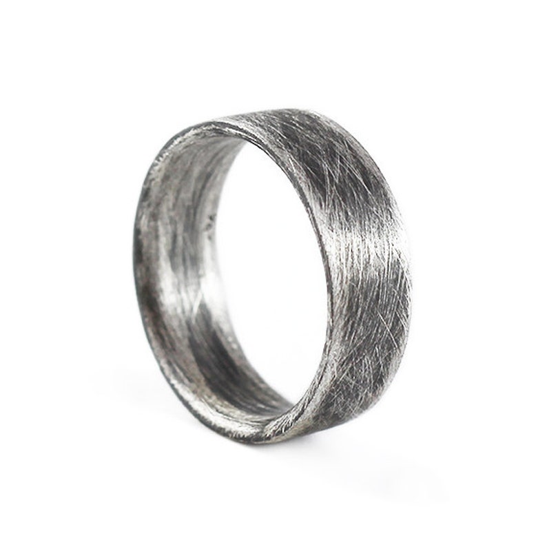 Brushed Silver Ring Mens Wedding Band Satin Silver Ring Sterling Silver Ring Oxidized Ring Mens Wedding Bands Satin Finish Wedding Band image 3