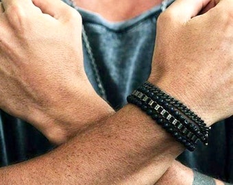 Men's BRASS Link Stacking WRAP Bracelet, Statement Bracelet, Minimalist Jewelry