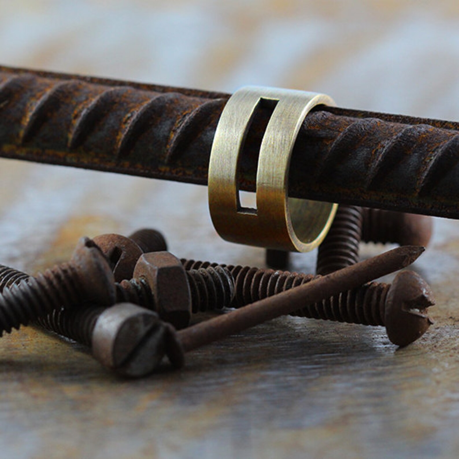 Brass Mens Ring Open Gold Antique Matte Rings for Men Etsy