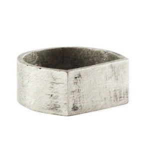 Mens Wedding Band Brushed Silver Personalized Ring