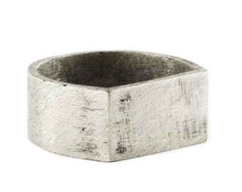 Mens Wedding Band Brushed Silver Personalized Ring