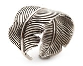 Silver Feather Ring Adjustable Gift Idea Mens and Womens Jewelry