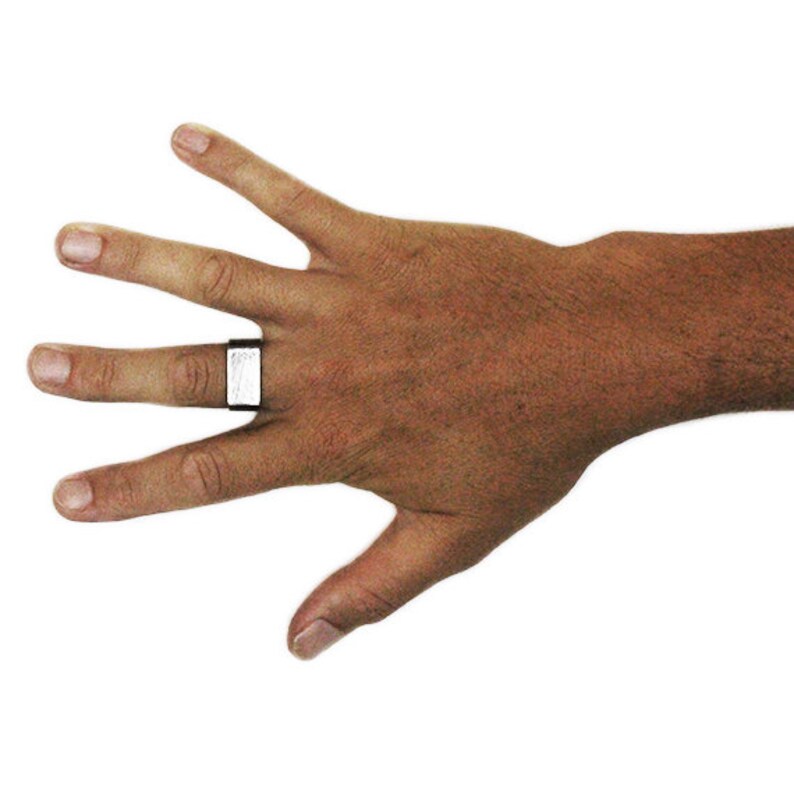 Mens Wedding Band Brushed Silver Personalized Man Ring Jewelry Etsy