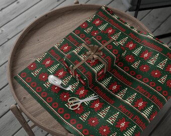 Merry Phishmas Knit look Christmas, Holiday Wrapping Paper