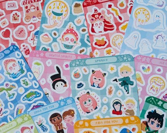 Pacote com 5 folhas de adesivos — Conjunto de cogumelos kawaii 4x6, vinil à prova d'água