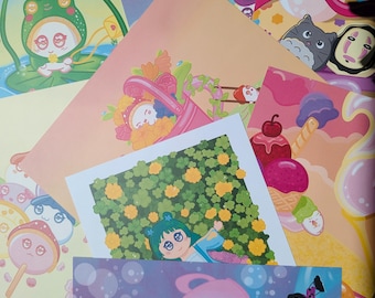 Pacote com 3 Impressões Artísticas — Conjunto de Cogumelos Kawaii 5x7, Compre 2 e Leve 1 Grátis
