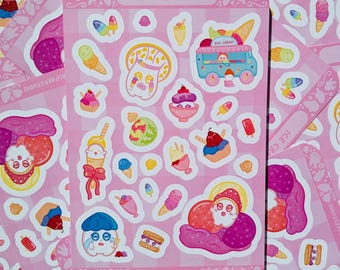 Ice Cream — Mushroom Summer Treat Aufkleber (100 x 150) Stickerbogen, Vinyl wasserfest