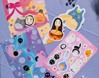 Spirits Collection — Anime inspirierte Sticker und Kunstdruck Set