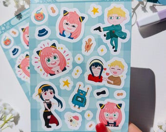 Spimily — Anime Spion Familie inspiriert Aufkleber Bogen 100x150, Vinyl wasserfest