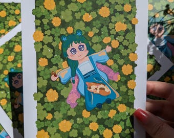 Apotheker Katze Nickerchen — Anime inspiriert Art Print 5 x 7, Botanical
