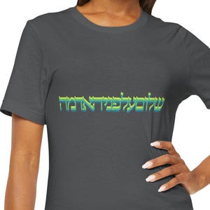 Shalom Unisex Jersey Tee, Hebrew Letters, Spiritual Unisex Jersey Tee, Casual Wear, Gifts for Friends, Hebrew Text Tee
