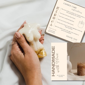 Luxury Candle Care Card | Elegant Wax Instructions | Canva Template