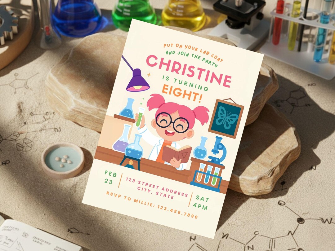 Girl Scientist Birthday Invitation for Girls Science Lab Experiment ...
