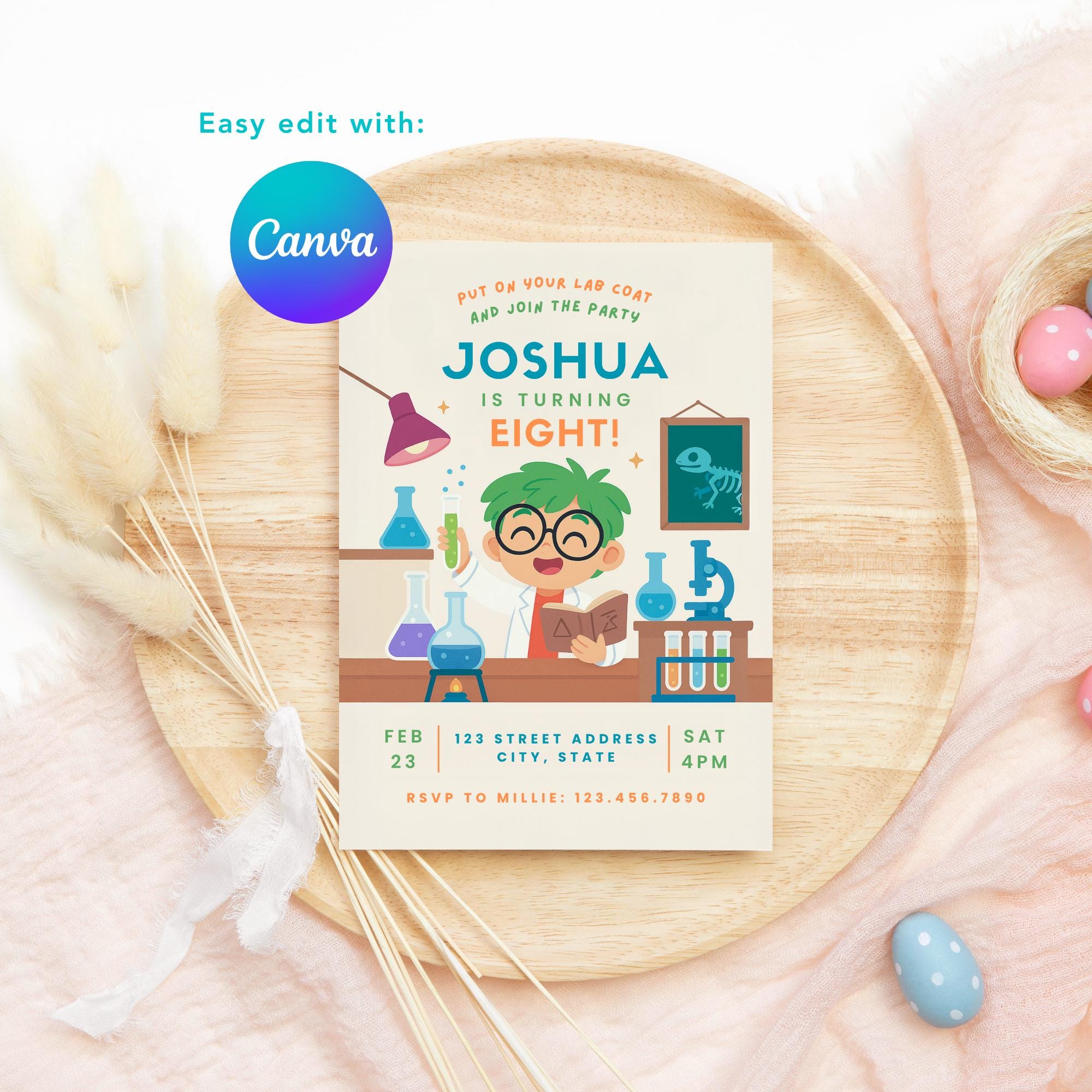 Boy Scientist Birthday Invitation Template Science Lab Birthday Party ...