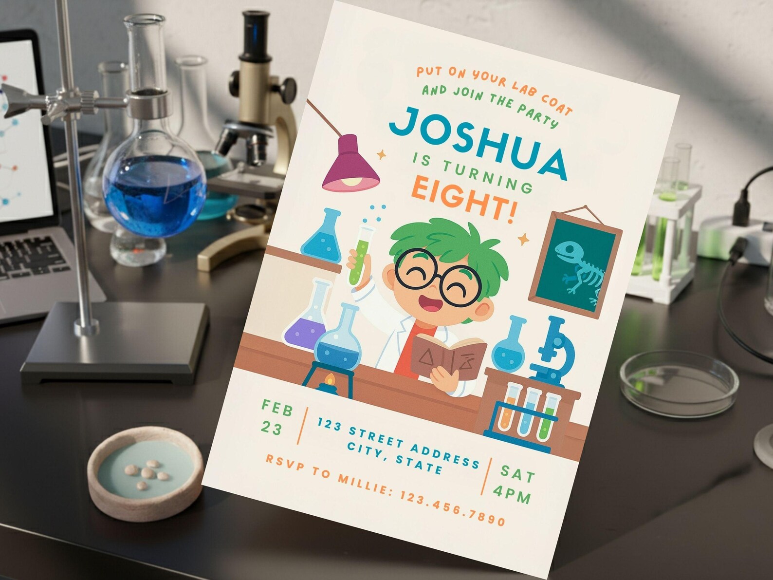 Boy Scientist Birthday Invitation Template Science Lab Birthday Party ...
