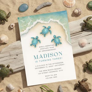 Minimalist Sea Turtle Birthday Invitation Template Turtle Ocean Beach Party Invite Under The Sea Birthday Party Decoration Invite Template