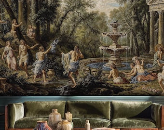 Scenic Baroque Wallpaper: Greek Ruins, French Tapestry (Peel and Stick)