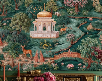 Jaipur Garden Wallpaper Mural: Indian Peel and Stick Wall Art