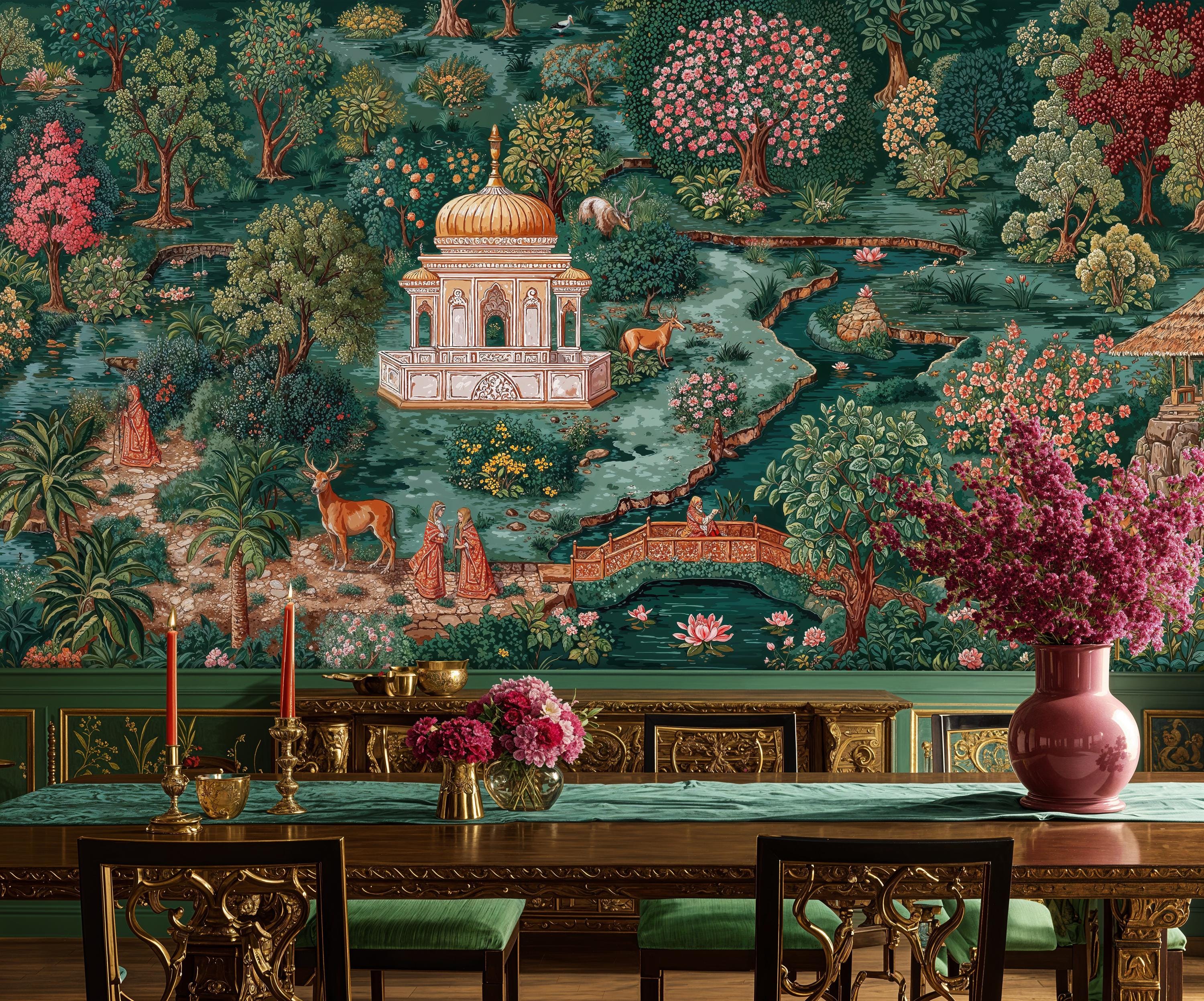 Jaipur Garden Wallpaper Mural: Indian Peel and Stick Wall Art