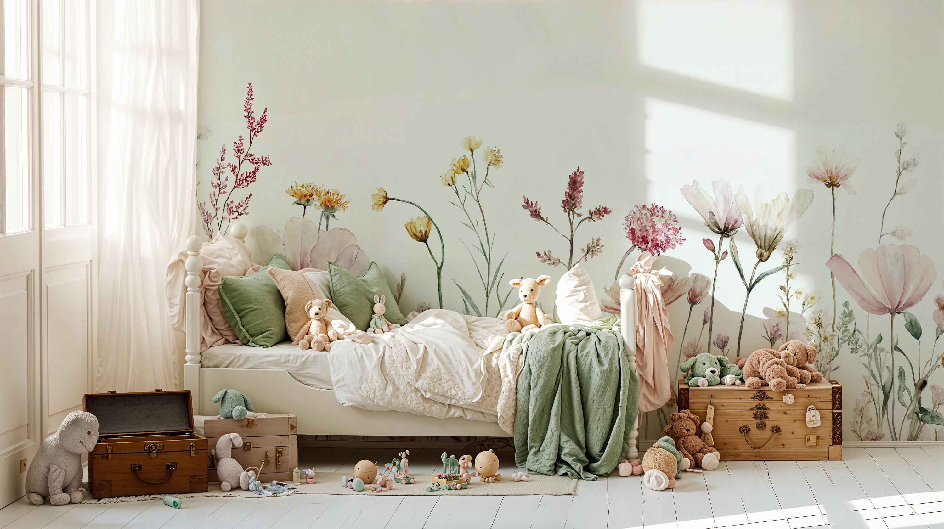 Watercolor Wildflower Wall Mural: Botanical Floral Wallpaper - Etsy