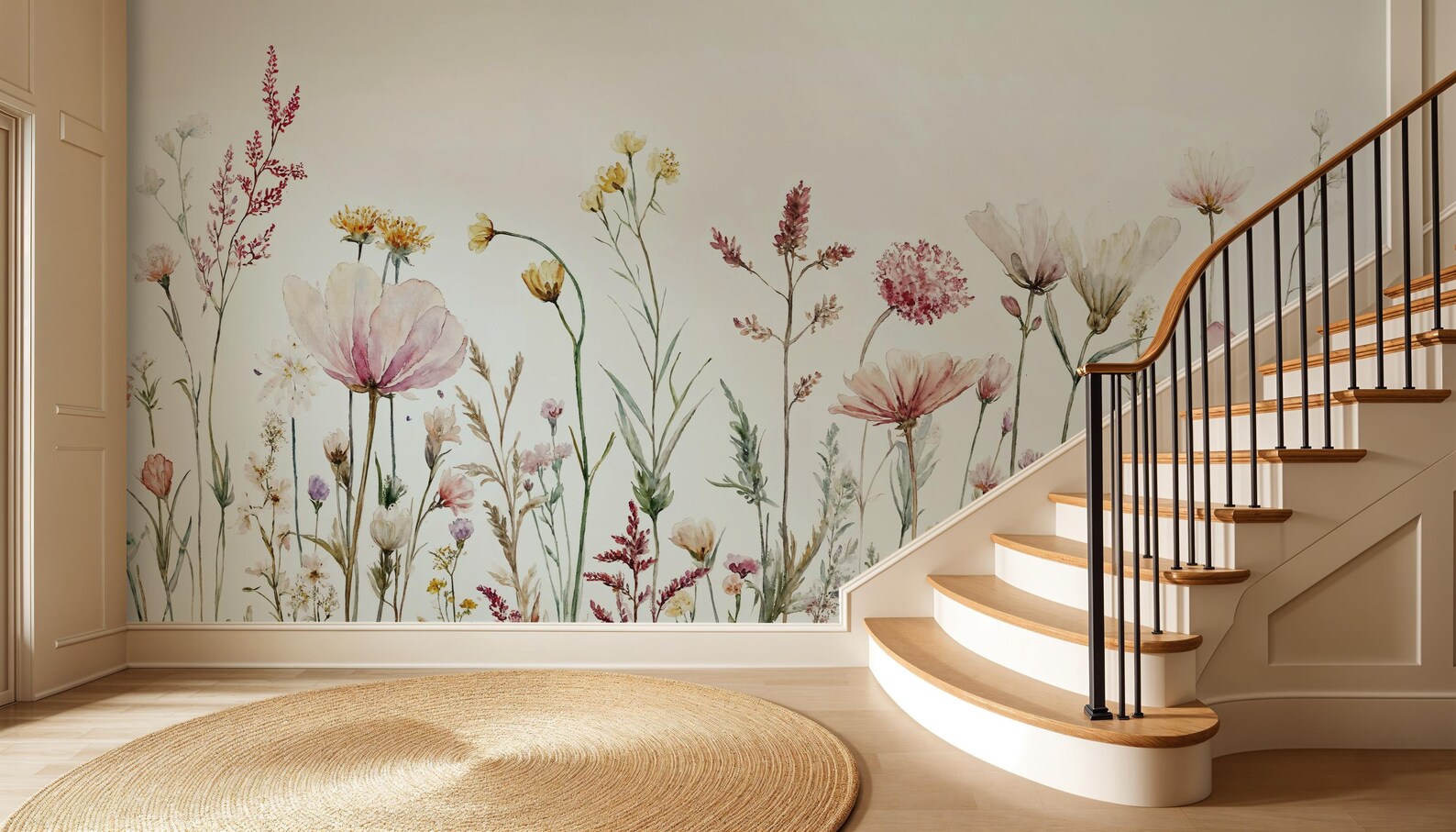 Watercolor Wildflower Wall Mural: Botanical Floral Wallpaper - Etsy