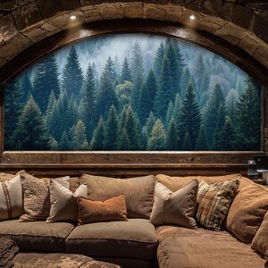 Foggy Forest Wall Mural: Peel and Stick Woodland Wallpaper image 2