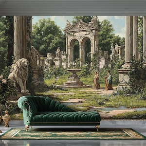 Ancient Roman Landscape Wallpaper, Ancient Greek Wallpaper, Classical Wallpaper, Vintage Peel and Stick Mural,  Ruins Wall Mural Wallpaper
