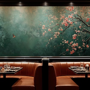 Floral Cherry Blossom Wall Mural: Nature Inspired Removable Wallpaper