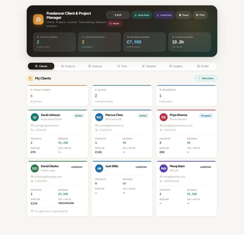 Freelancer Client & Project Manager App | CRM Client Tracker, Invoice ...