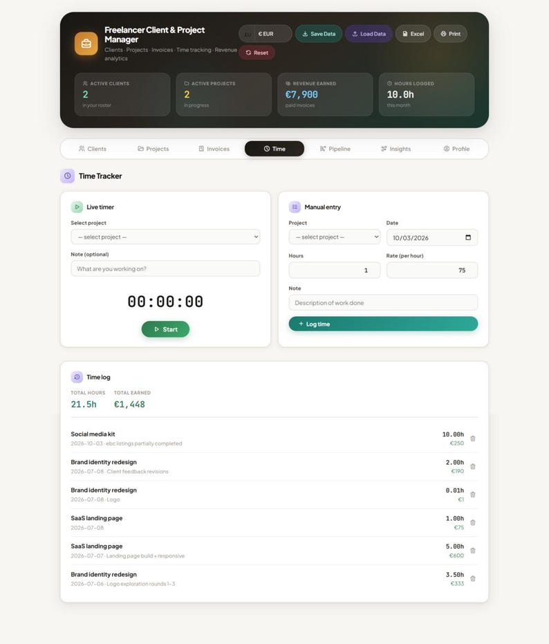 Freelancer Client & Project Manager App | CRM Client Tracker, Invoice ...