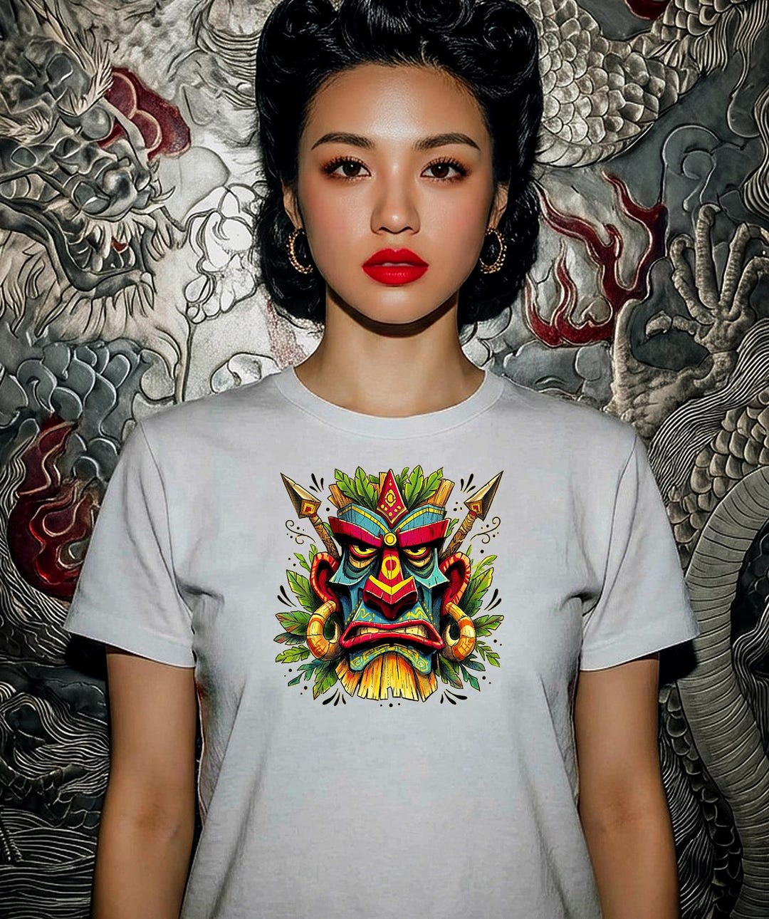 Tribal Tiki Mask | Neo Tiki Illustration | Bold Polynesian Inspired ...