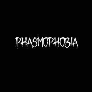 May include: A black background with the word "PHASMOPHOBIA" in white, stylized, dripping font. The text is centered and takes up a significant portion of the image, creating a bold and eye-catching design.