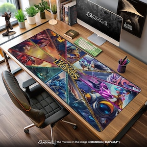 League of Legends Mouse Pad - Champion Collage Desk Mat, LoL Gaming Art Setup, Riot MOBA Fan Decor, Summoner Gift Idea