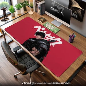 Berserk Guts Armor Mouse Pad - Minimalist Red Anime Desk Mat, Berserker Armor Art, Dark Manga Gift for Fans