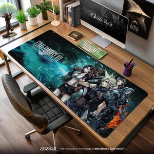 Final Fantasy VII Mouse Pad – Cloud, Tifa, Sephiroth & Midgar Skyline Scene, FF7 Gaming Desk Mat, Anime Gamer Gift Idea