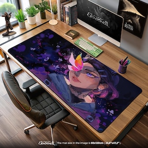 Clove Butterfly Valorant Mouse Pad – Dreamy Agent Art Gaming Desk Mat, Riot FPS Decor, Gamer Girl Gift