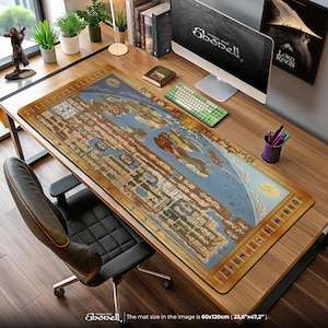 Hyrule Map-muismat – Fantasy Zelda World-bureaumat met klassieke Overworld-kunst, game-cadeaudecor voor verzamelaars
