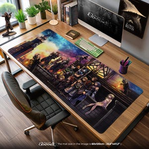 Kingdom Hearts Mouse Pad – Twilight Town Rooftop Scene with Sora & Friends, Anime Gaming Desk Mat, KH Fan Gift Decor