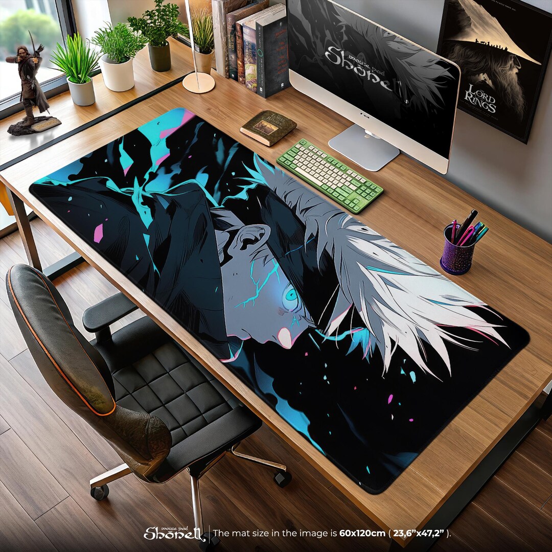 Gojo Mouse Computer Thing Satoru Gojo Mouse Pad - Jujutsu Kaisen Blindfolded Energy Desk Mat ...
